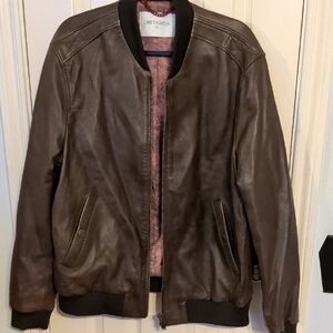 Chevignon Men's Brown Leather Bomber Jacket